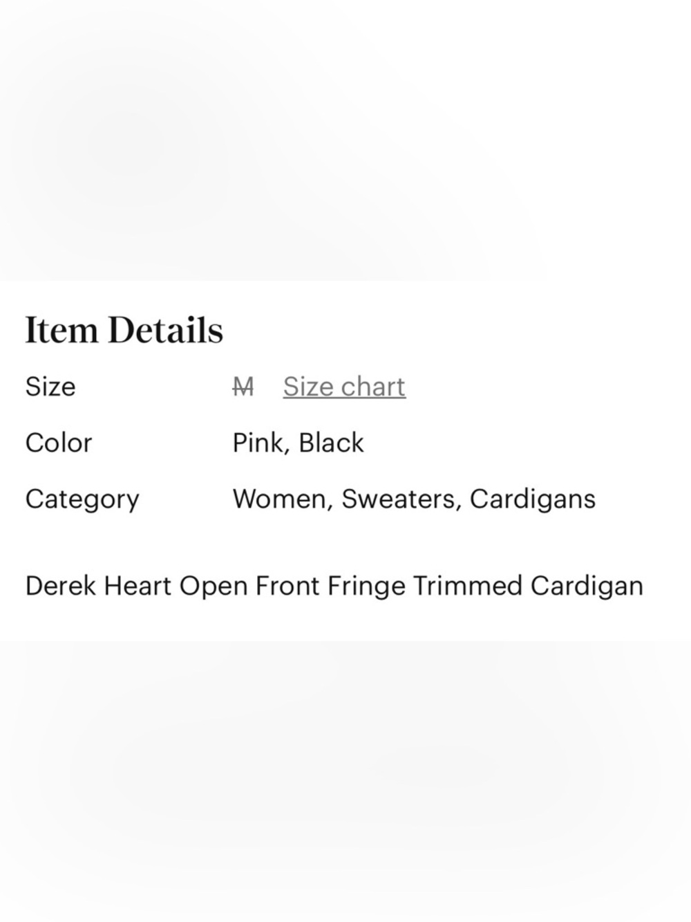DEREK HEART • Fringe Frayed Edge Detail Black and Beige Colorblock Open Cardigan - Picture 6 of 7
